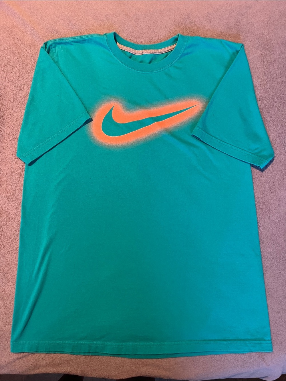 Nike Teal Crewneck Tee with Orange Swoosh